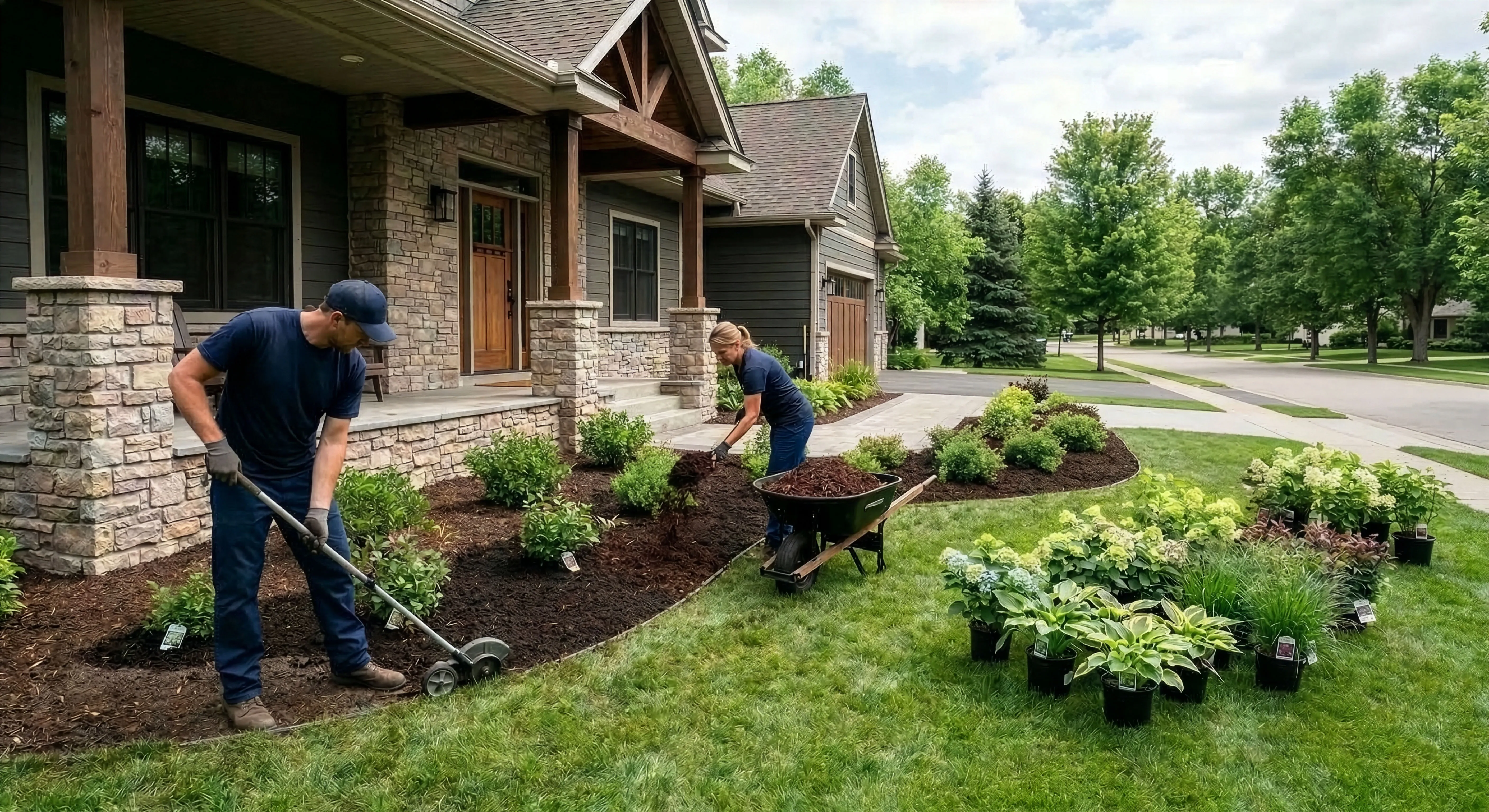 RoostPop installation day on a front yard transformation