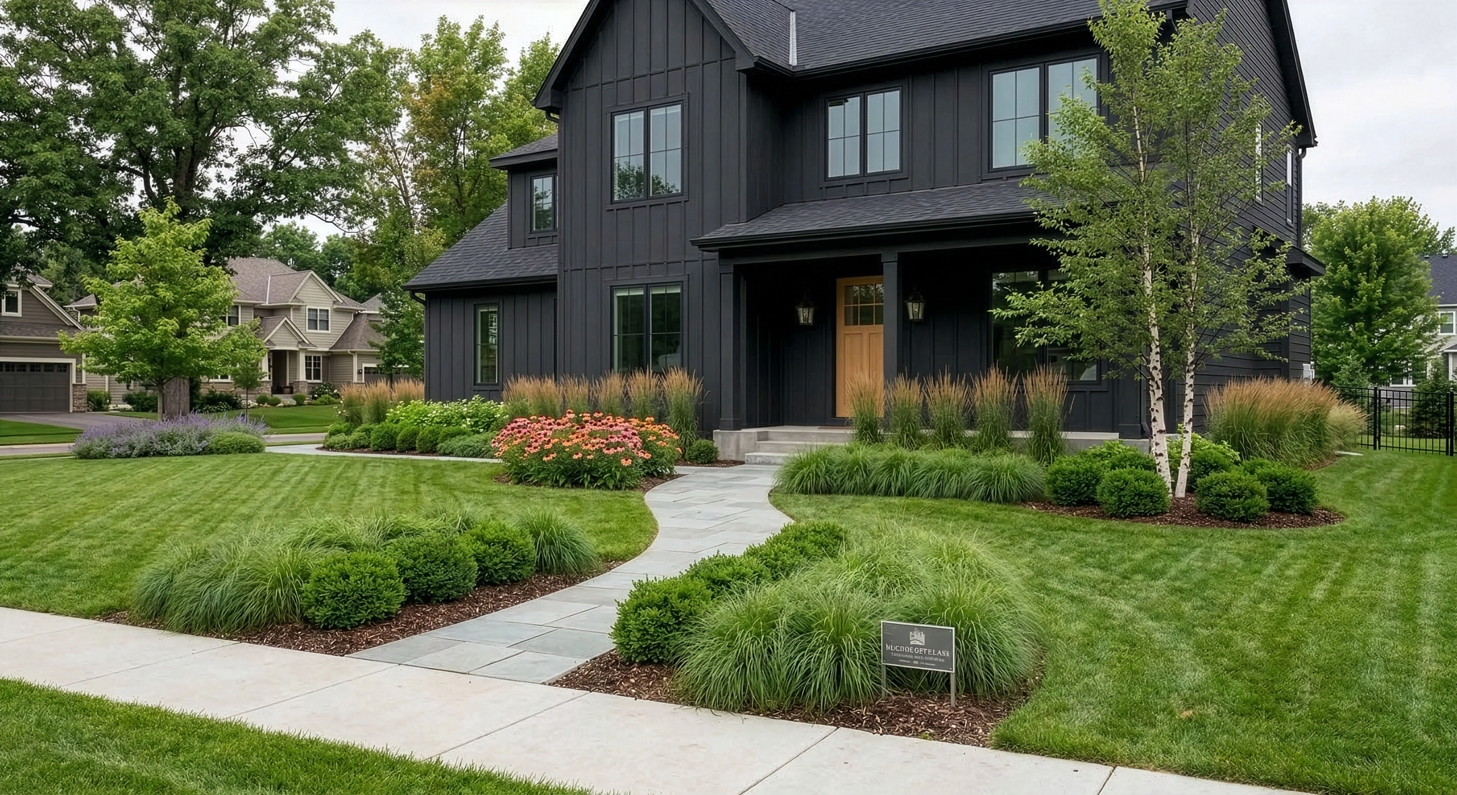 Modern minimalist front yard design in Stillwater