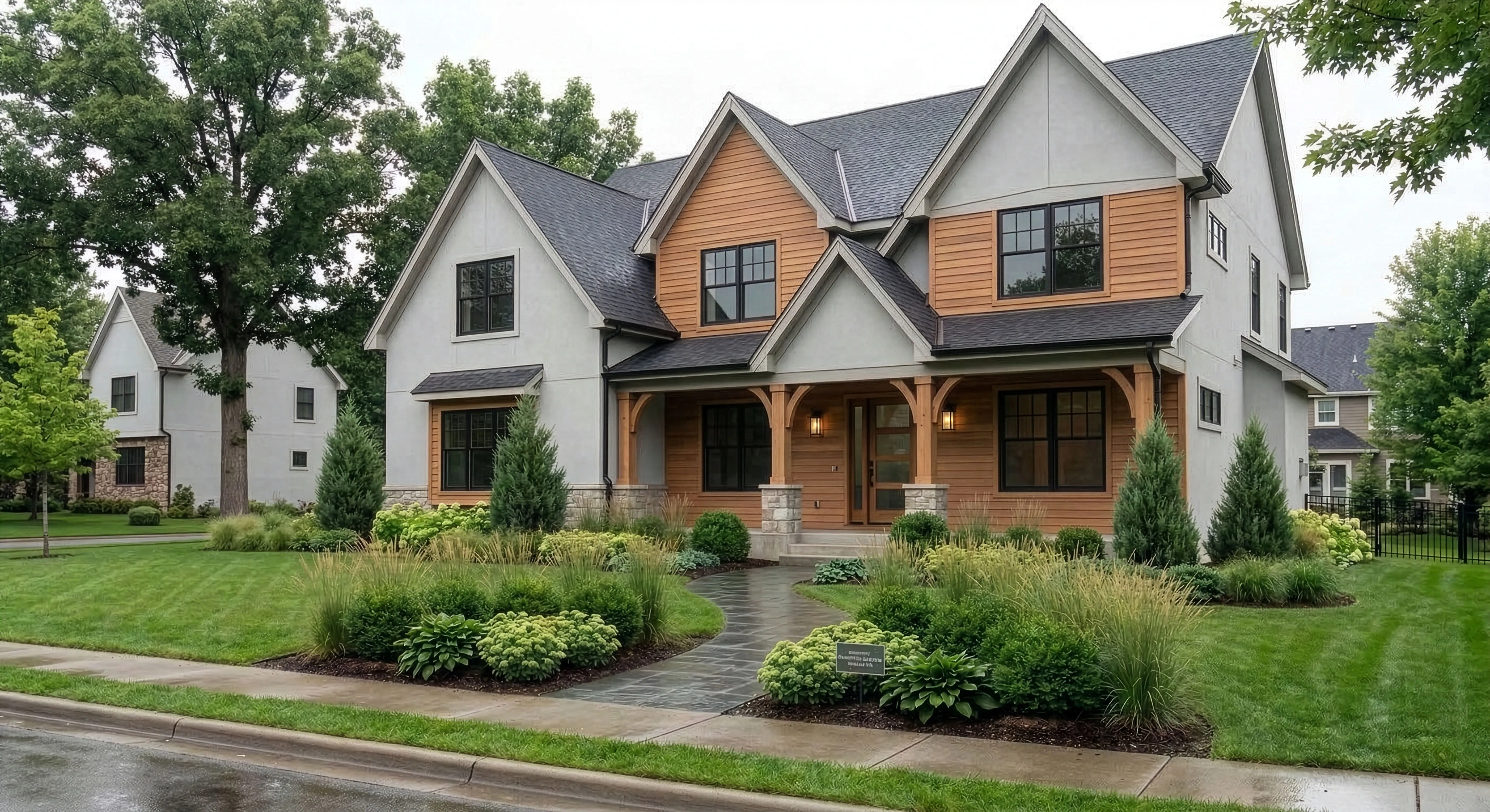 Modern minimalist front yard in Wayzata