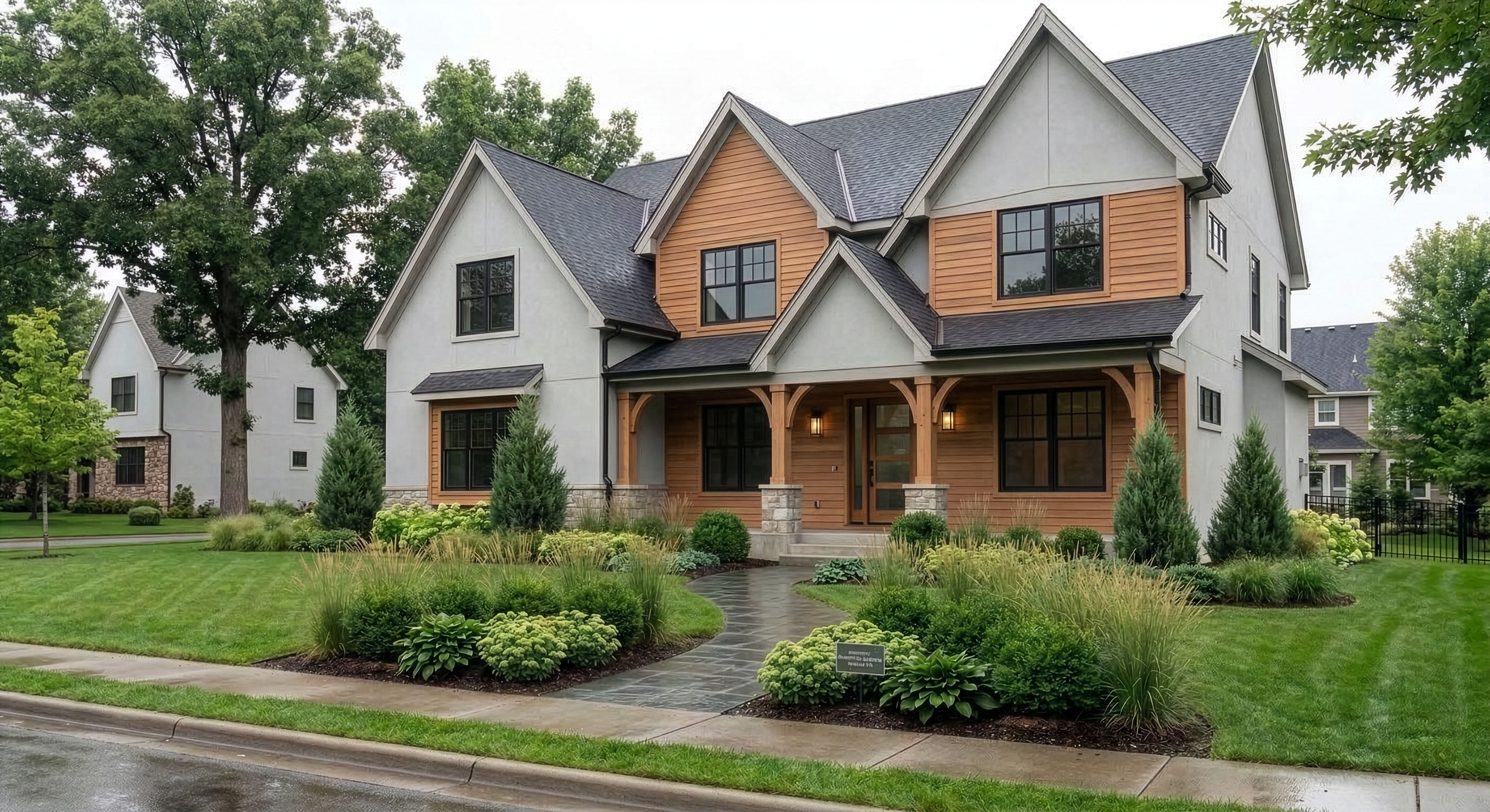 Modern minimalist front yard in Wayzata