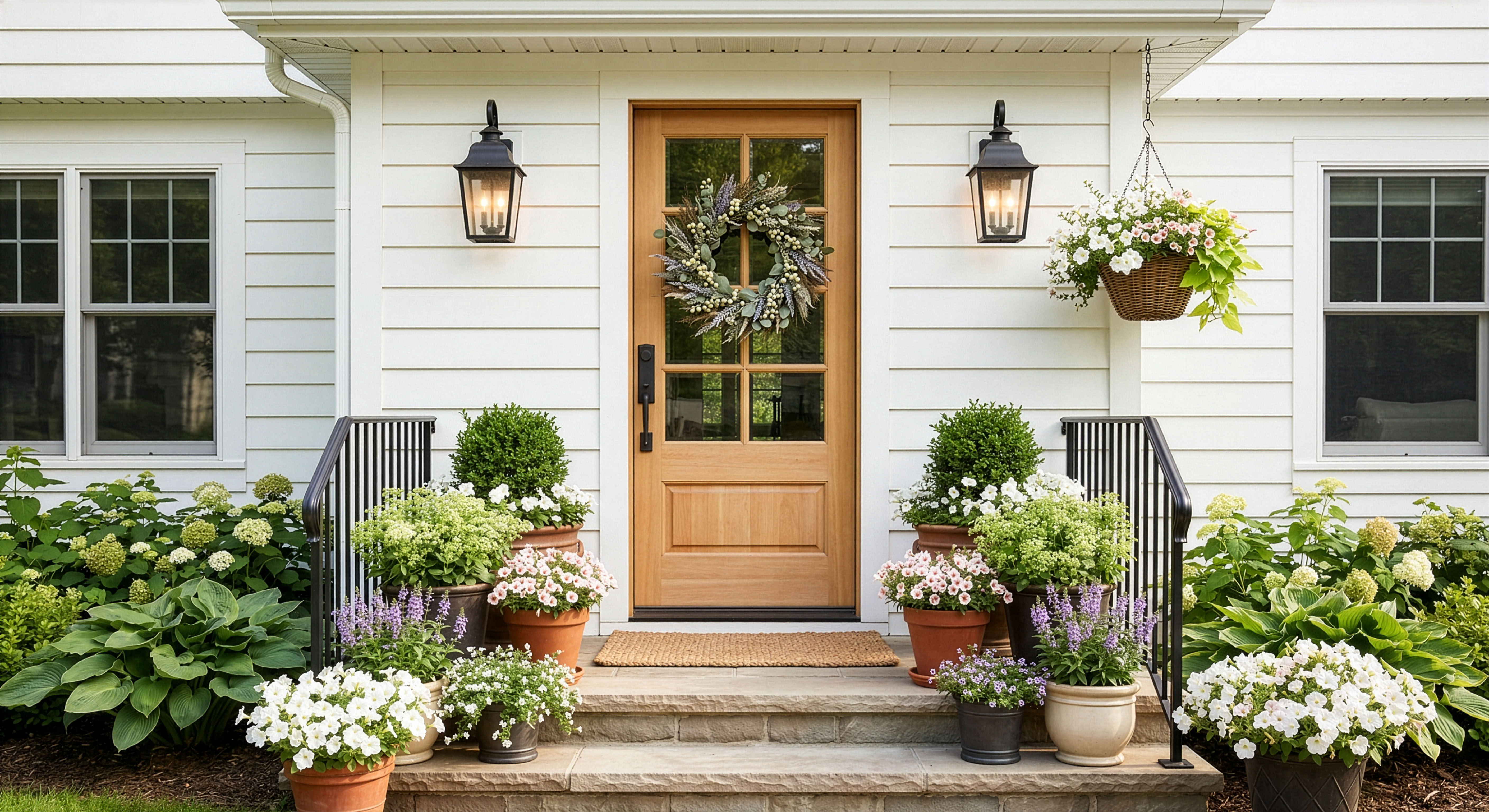 Summer front porch container planting in Minneapolis and St. Paul